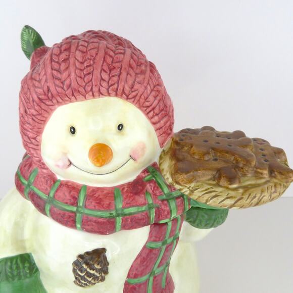 BICO Snowman Cookie Jar 11” Ceramic Holiday Gingerbread Christmas Kitchen Decor - Picture 3 of 14